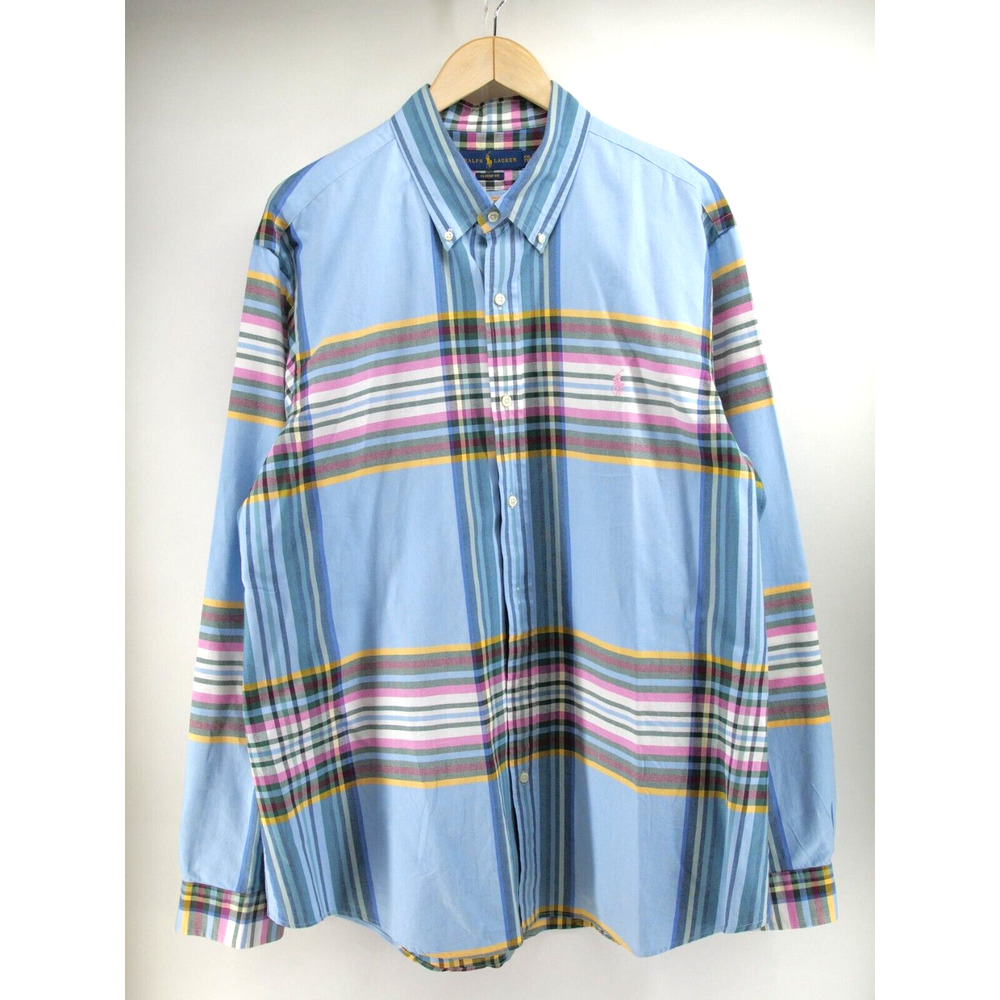 Polo‎ Ralph Lauren Cotton Blue Multicolor Checked XXL/TTG Button Front
